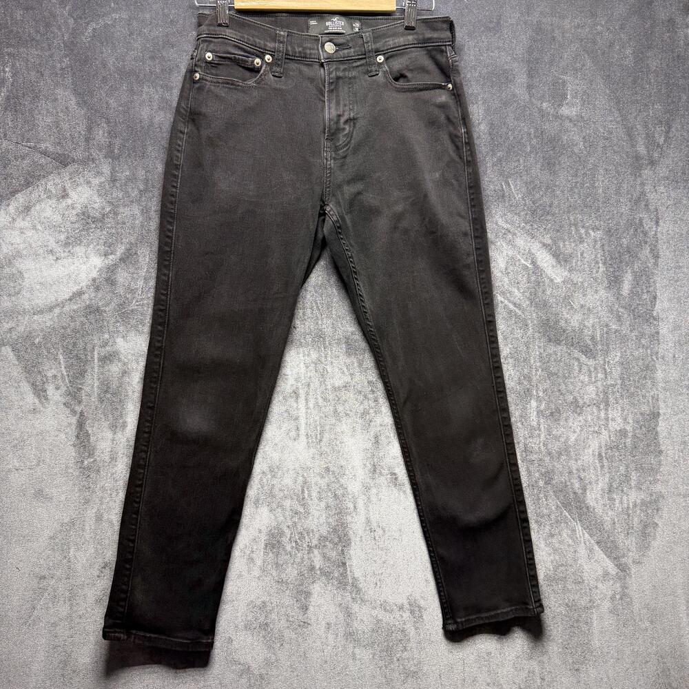 Hollister '90S Slim Straight Jeans Mens 29x30 Gray Charcoal Wash Stretch Denim